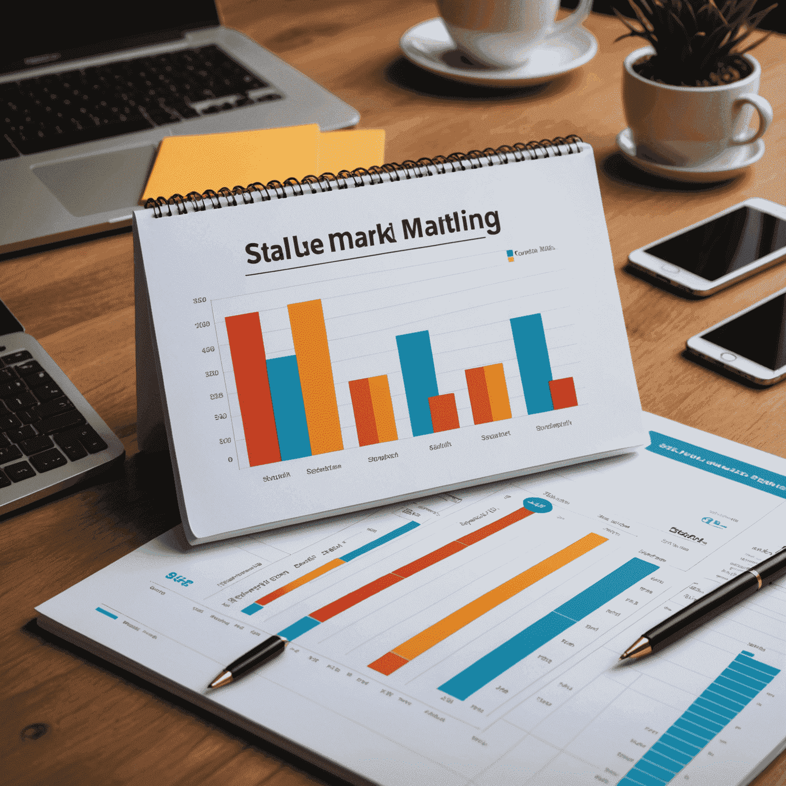 Imagen que muestra un gráfico de crecimiento de ventas y métricas de marketing digital positivas, simbolizando el éxito de una startup después de implementar estas estrategias